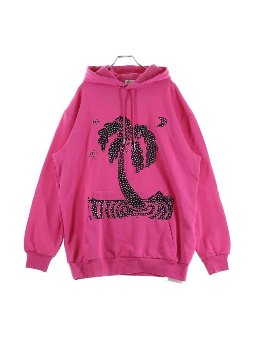 Celine Palm Tree Studded Pullover Hoodie Pink